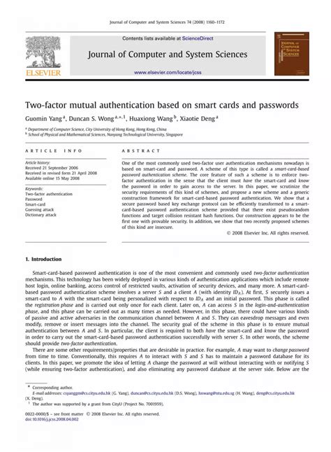 two-factor mutual authentication based on smart cards and passwords|smart card 2 factor authentication.